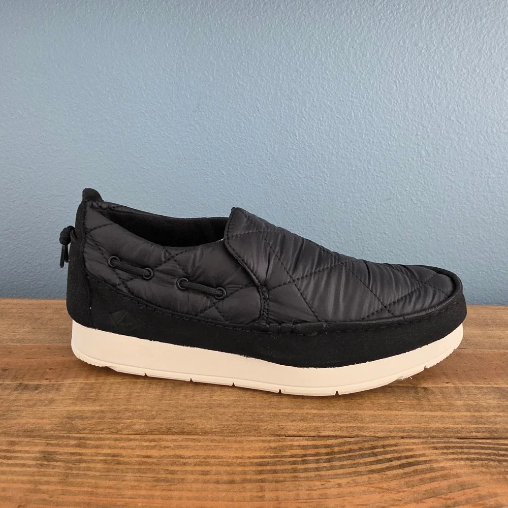 Sperry Mens Moc-Sider Nylon‎ Black Quilted Loafer Moccasin STS23793 Size 7.5